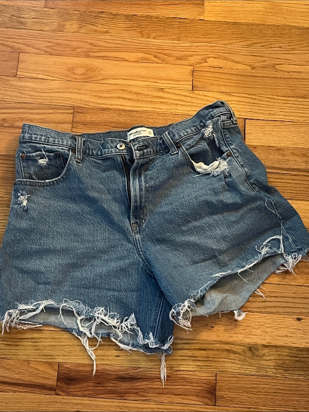 Abercrombie & Fitch Blue Distressed Cutoff Denim Shorts
